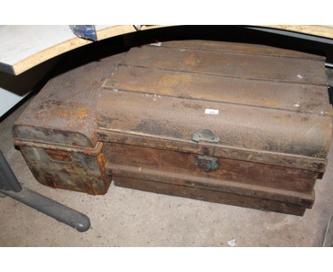 TWO VINTAGE METAL TRUNKS 