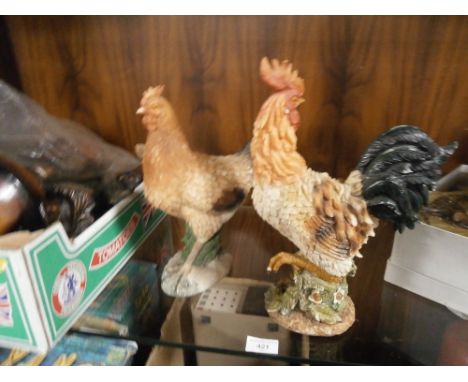 TWO LARGE CERAMIC COCKEREL'S