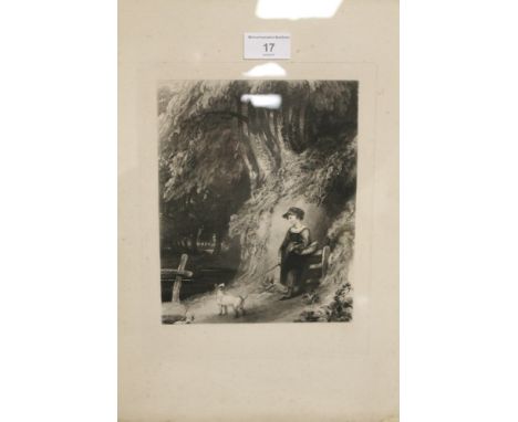 A FRAMED MEZZOTINT TITLED 'THE RUSTIC GIRL' AFTER R. WESTALL