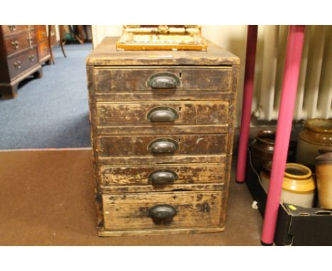 A VINTAGE FIVE DRAWER PLAN / MAP CHEST