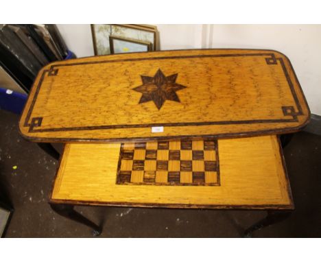 TWO HANDMADE MATCH-STICK TABLES 