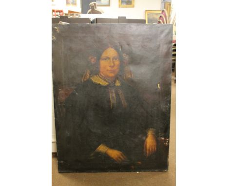 A LARGE 19TH CENTURY OIL ON CANVAS OF A PORTRAIT