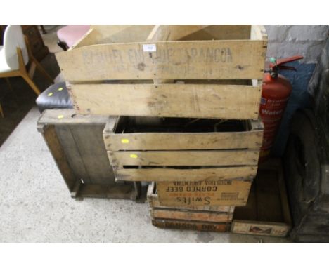 A SELECTION OF VINTAGE WOODEN CRATES 