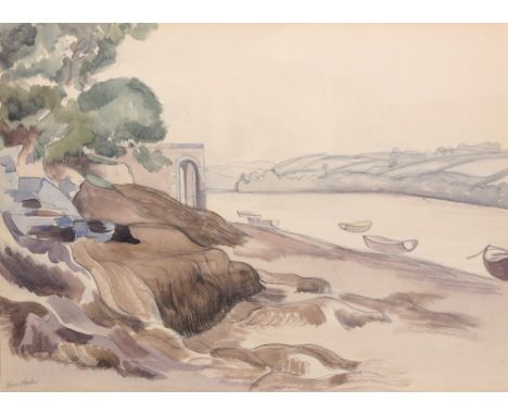 JOHN NORTHCOTE NASH RA (1893-1977); watercolour and pencil, 'The Beach at Galant', signed lower left, inscribed on two labels
