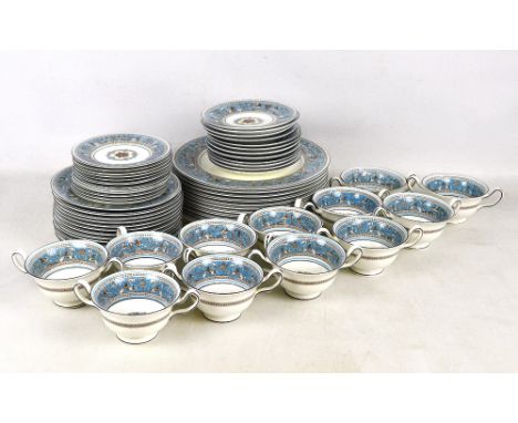 WEDGWOOD; a&nbsp;'Florentine' part dinner service, all with printed marks and pattern no. W2714 to bases (two saucers af).Add