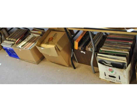 A large quantity of records with rock and pop including The Police, Wham, Kate Bush, Echo &amp; The Bunnymen, Depeche Mode, B