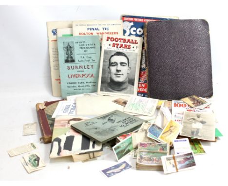 A collection of sporting ephemera including FA Cup final tickets for 1953 and 1958, England vs Scotland tickets for 1955 and 