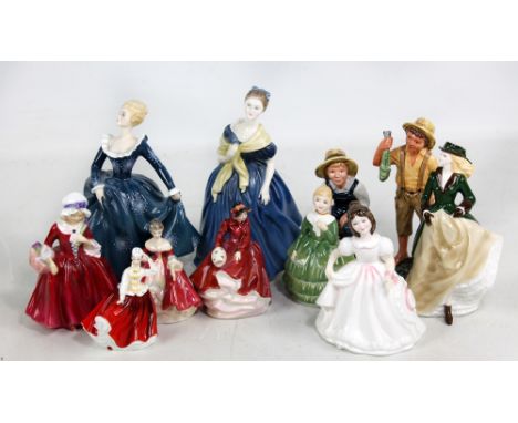 Ten Royal Doulton figures comprising HN2304 'Adrienne' (second), HN2334 'Fragrance' (second), HN3174 'Southern Belle', HN3321