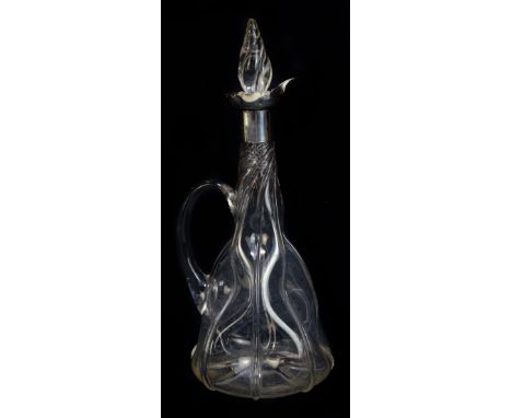 ARMY&nbsp;&amp; NAVY COOPERATIVE SOCIETY LTD; an Edward VII hallmarked silver mounted clear glass decanter of conical wrythen