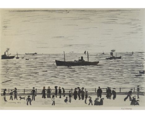 LAURENCE STEPHEN LOWRY RBA RA (1887-1976); limited edition lithograph, 'Seaside Promenade', signed in colour pencil lower rig