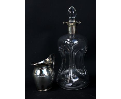 DREW &amp; SONS; a Victorian hallmarked silver collared clear glass decanter of waisted form with associated stopper, London 