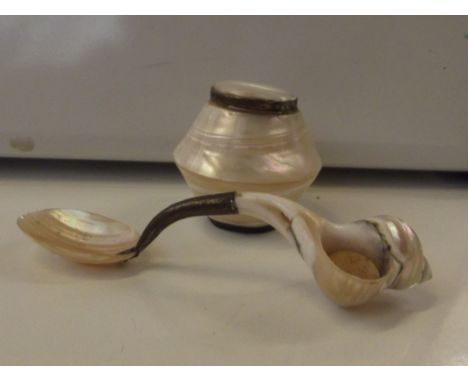 Mother of pearl and shell condiment set 