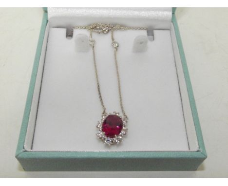 Silver and ruby necklace