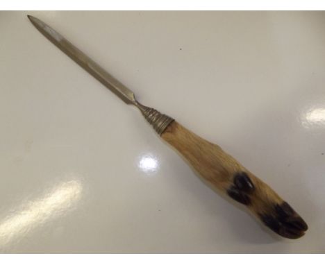 Vintage letter opener with taxidermy handle 