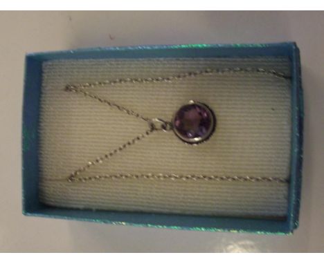 Silver and amethyst necklace and pendant 