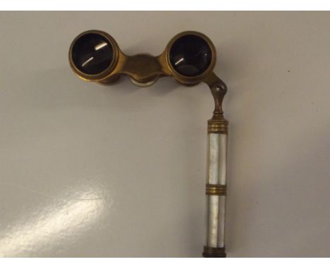 Mother of pearl and brass opera glasses 