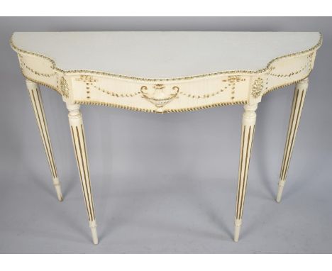 A Mid 20th Century Cream and Gilt Serpentine Front Console Table, 107cm wide 