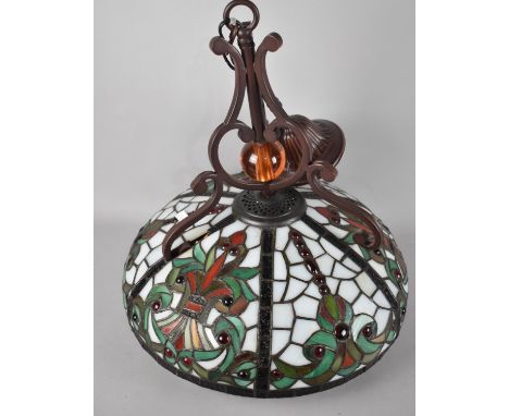 A Modern Reproductions Tiffany Style Ceiling Hanging Light Fitting, 40cm Diameter 