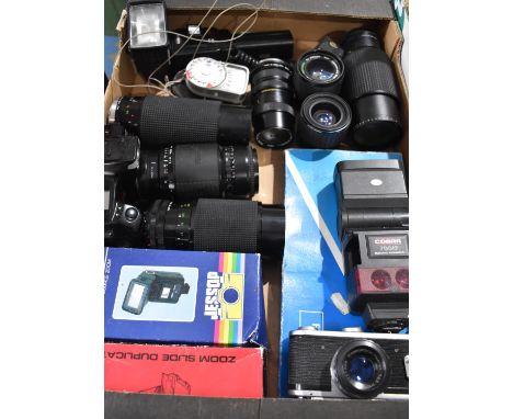 A Collection of Photographic Equipment to Include Minolta Dynax 500I Camera, Zorki-4 Russian Camera, Collection of Telescopic