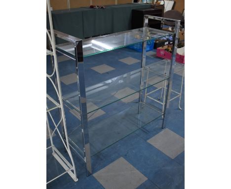 A Chrome and Glass Three Shelf Unit 