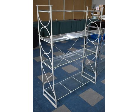A Four Tier Glass and Iron Shelf Unit 