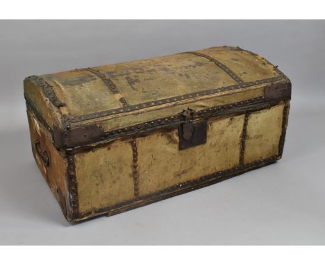 An 18th Century George III Ponyskin Covered Dome Topped Travelling Trunk with Brass Stud Work and Iron Carrying Handles, 36x2