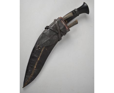 A Vintage Kukri Knife with Leather Scabbard 