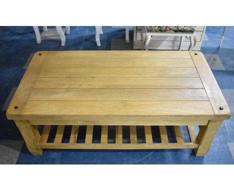 A Modern Plank Top Coffee Table with Stretcher Shelf, 125cm wide 