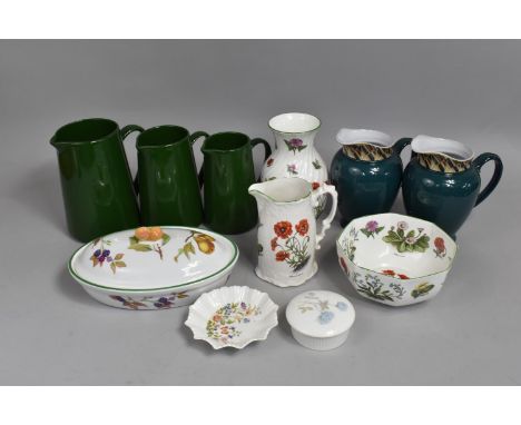 A Collection of Denby Stoneware Jugs Together with a Royal Worcester Evesham Oval Lidded Pot etc 