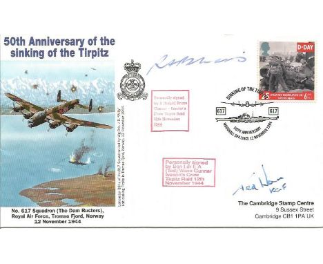 Tirpitz raiders WW2 Sgt. Ralph Briars and Sqn. Ldr. E. A. Ted Wass Gunner. Signed 50th Anniversary of the Sinking of the Tirp