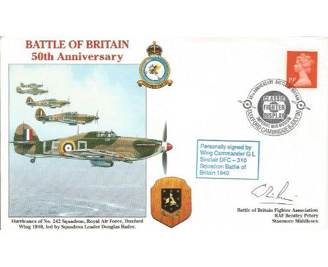 Wg. Cdr. G. L. Sinclair DFC No.310 Sqn. Battle of Britain WW2 fighter pilot signed cover. 50th Anniversary Battle of Britain.
