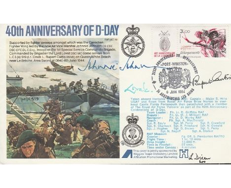 WW2 Top Fighter ace signed 40th Anniversary of D-Day. Cover design, Troops going ashore supported by fighter sweeps led by AV