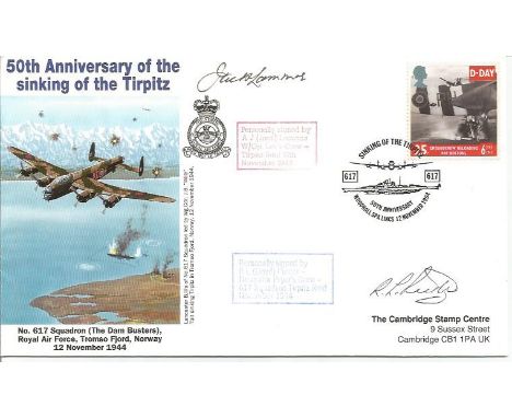 Tirpitz raiders WW2 Fl. Off. Arthur Lammas and F/Off. Lloyd Pinder. Signed 50th Anniversary of the Sinking of the Tirpitz. Co