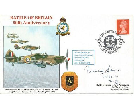 Grp. Capt. D. F. B. Sheen DFC No.72 Sqn. Battle of Britain WW2 fighter pilot signed cover. 50th Anniversary Battle of Britain