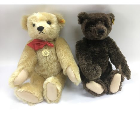 Two reproduction Steiff bears comprising a 100 year anniversary 1909 Classic example.