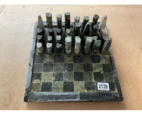 A vintage carved stone chess set - NO RESERVE