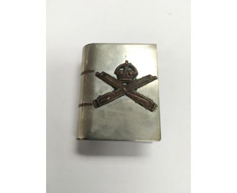 A WW1 British trench art machine gun corps match box holder.