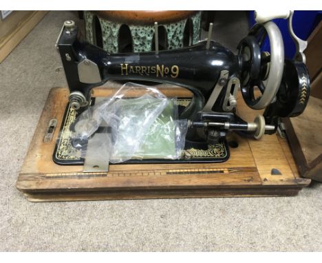 A vintage Harris No.9 cased sewing machine - NO RESERVE