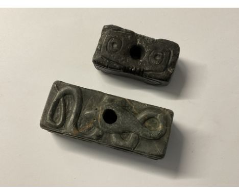 2 early carved stone (possibly Inuit art) fire stones.