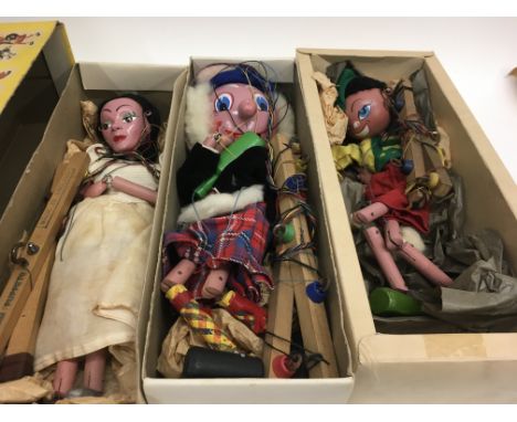 Three Pelham puppet two in original boxes.