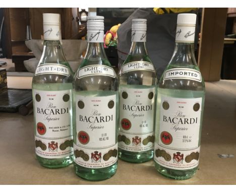 Four vintage bottles of Bacardi rum