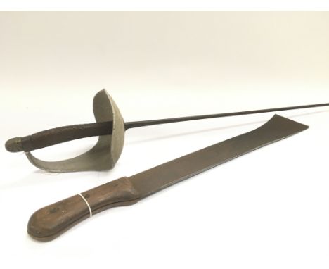 A Sheffield made 'snake' brand machete together with a Wilkinson of Pall Mall fencing sword (2).