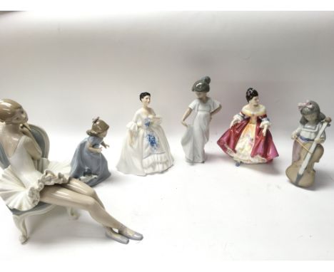 A Collection of Lladro, Nao and Doulton figures. All except one with their original boxes.