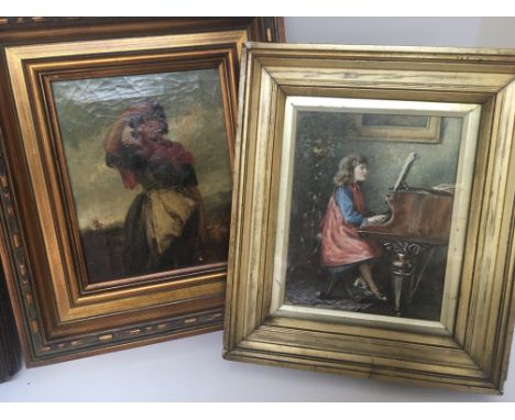 A collection of Victorian oil paintings watercolours and prints one signed EMA Collingwood (a lot)