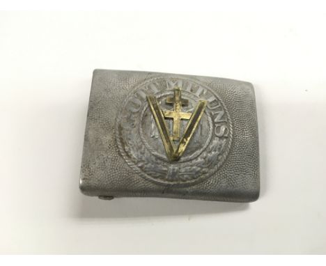 A WW2 Free French Resistance trophy buckle made from a German army buckle.