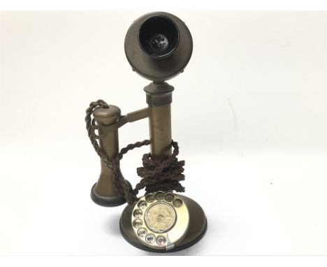 Good original 1920's vintage stick telephone in brass with original lead