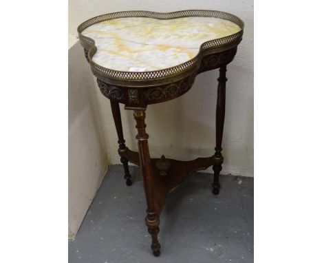 French design and gilded walnut clover shaped marble top side/lamp table. (B.P. 21% + VAT)