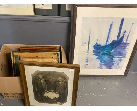 Box of assorted furnishing pictures, prints, vintage portrait photograph etc. (B.P. 21% + VAT) 