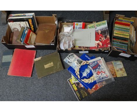 Two boxes of books to include: Ladybird books, Beatrix Potter, Blue Peter annuals, 'High Adventure' by Edmund Hillary 1955 fi