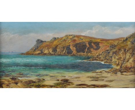 John Brett (British, 1831-1902), Carn Boel from Mill Bay (Nanjizal Bay), Cornwall, bears name and dated '1872' (on plaque to 